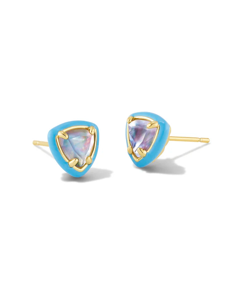 Kendra Scott Arden Gold Enamel Framed Stud Earrings (Multiple Colors)