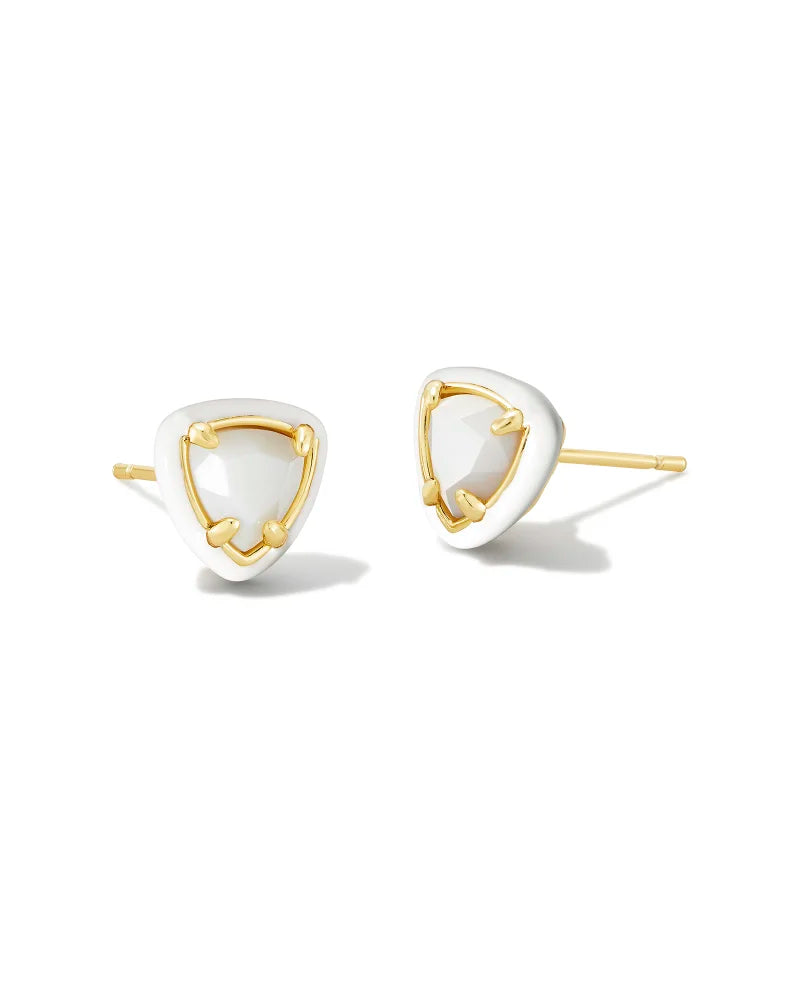 Kendra Scott Arden Gold Enamel Framed Stud Earrings (Multiple Colors)