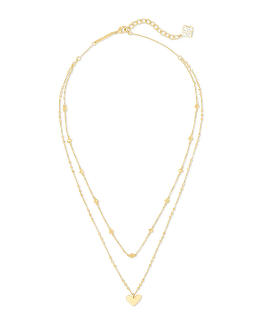 Ari Heart Multi Strand Necklace (Gold or silver)
