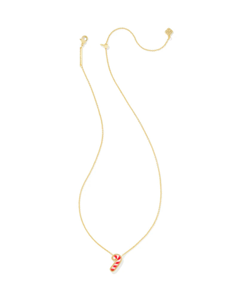 Kendra Scott Candy Cane Gold Short Pendant Necklace in Ivory Mother-of-Pearl