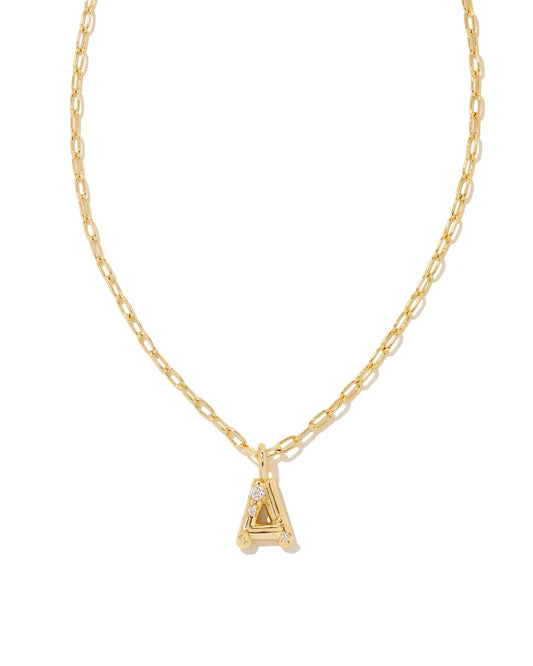 Crystal Letter Pendent Gold or Silver Metal (multiple letters)