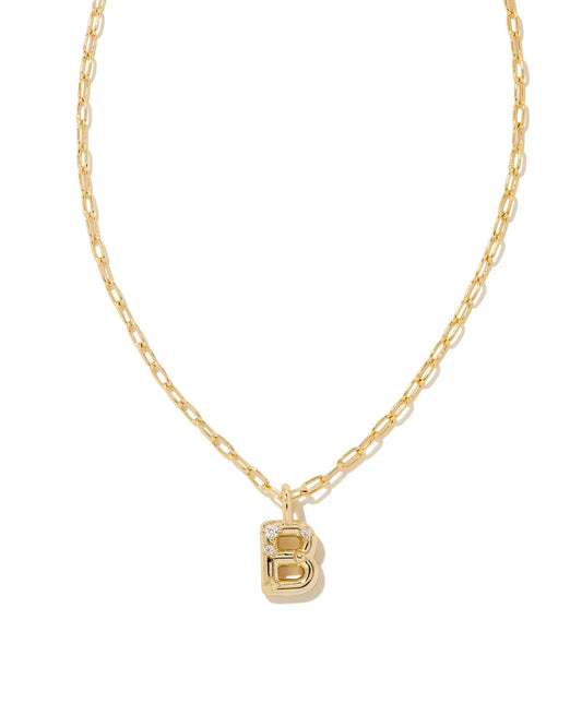 Crystal Letter Pendent Gold or Silver Metal (multiple letters)
