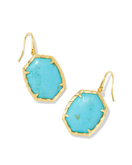 Kendra Scott Daphne Drop Earrings Gold Variegated Turquoise Magnesite
