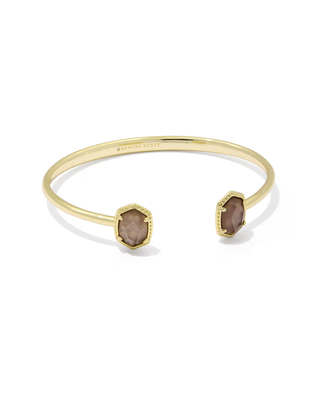 Kendra Scott Daphne Gold Taupe Mother-of-Pearl Frame Cuff Bracelet