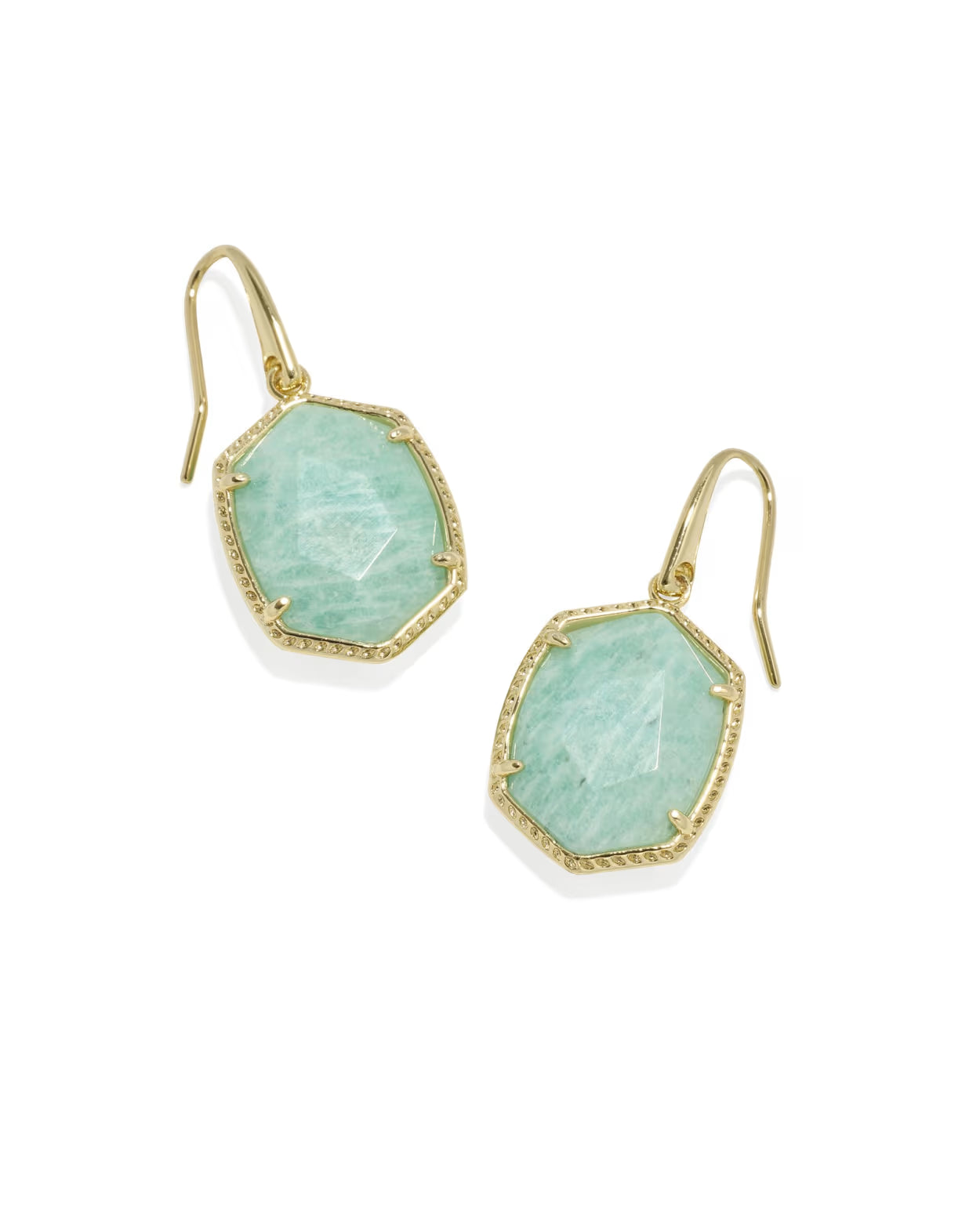 Kendra Scott Daphne Gold Teal Amazonite Frame Drop Earrings