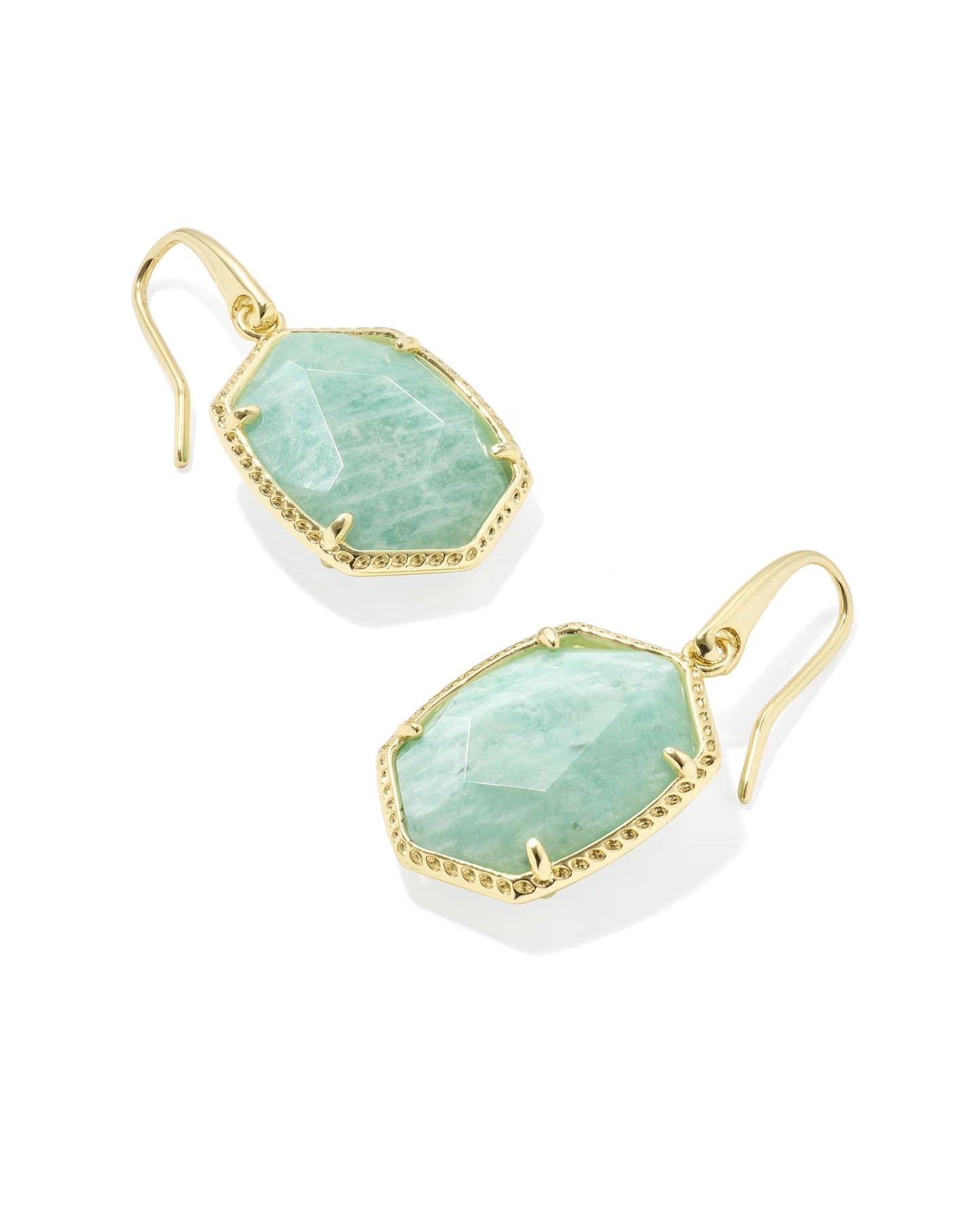 Kendra Scott Daphne Gold Teal Amazonite Frame Drop Earrings