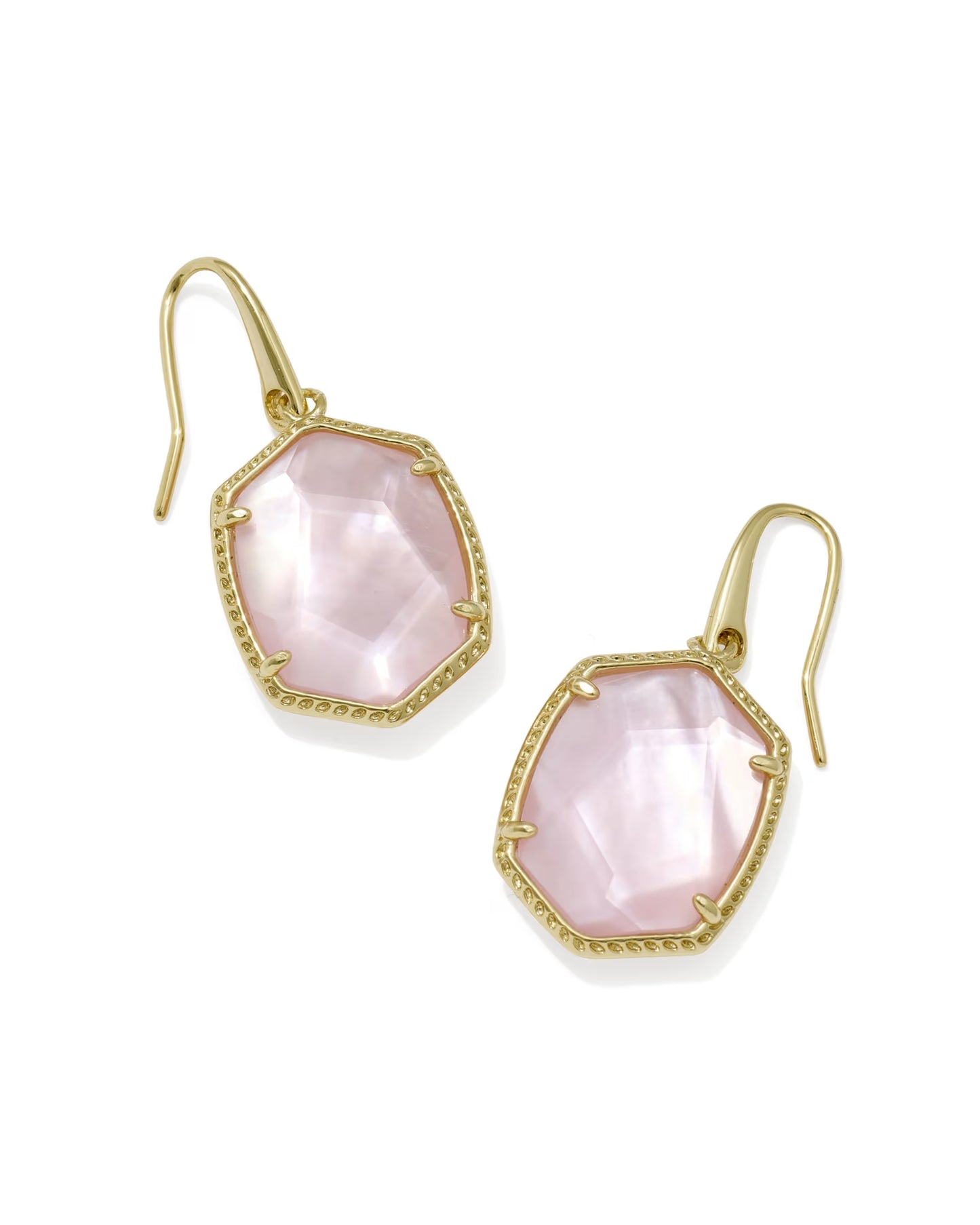 Kendra Scott Daphne Gold Light Pink Mother-of-Pearl Frame Drop Earrings