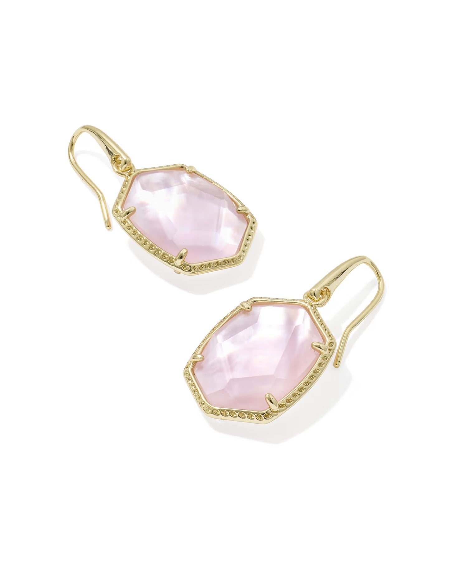 Kendra Scott Daphne Gold Light Pink Mother-of-Pearl Frame Drop Earrings