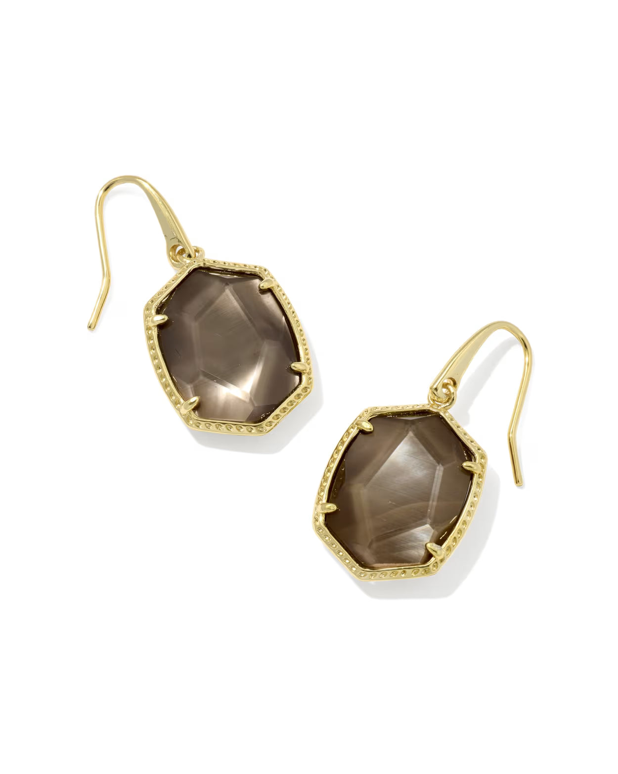 Kendra Scott Daphne Gold Taupe Mother-of-Pearl Frame Drop Earrings