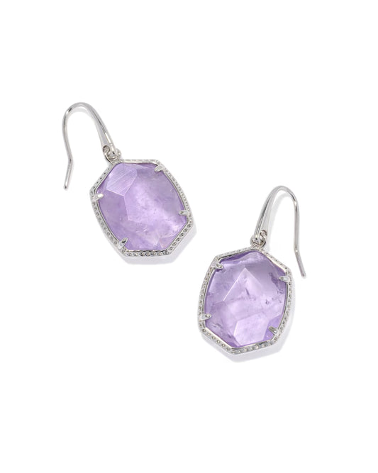 Kendra Scott Daphne Silver Frame Amethyst Frame Drop Earrings