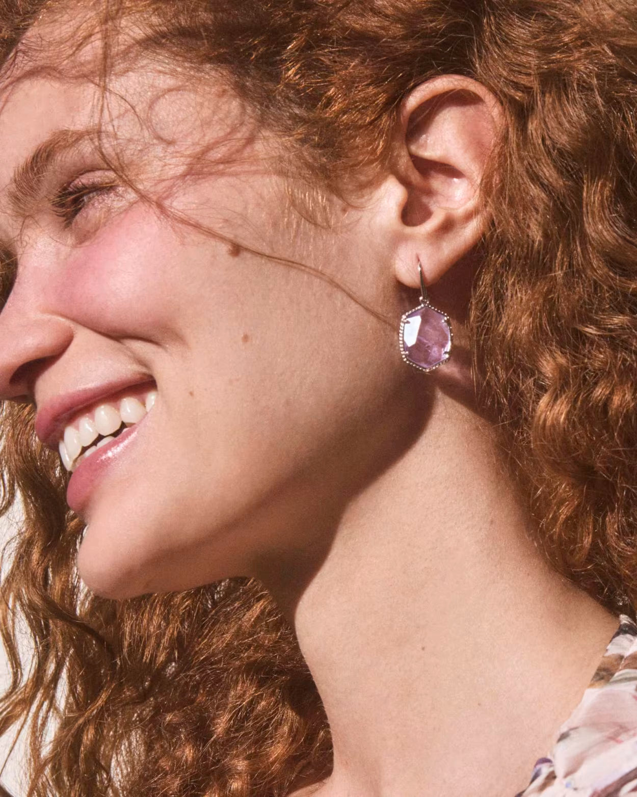 Kendra Scott Daphne Silver Frame Amethyst Frame Drop Earrings