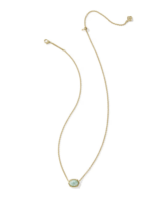 Kendra Scott Daphne GOLD TEAL AMAZONITE Short Pendant Necklace