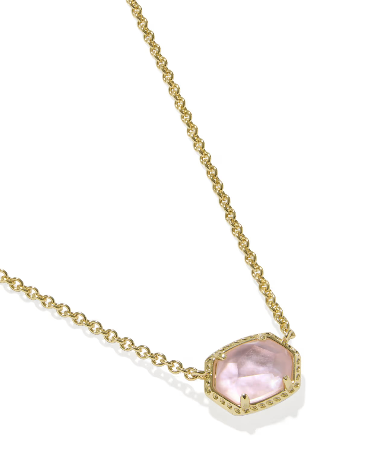 Kendra Scott Daphne GOLD LIGHT PINK MOTHER OF PEARL Short Pendant Necklace