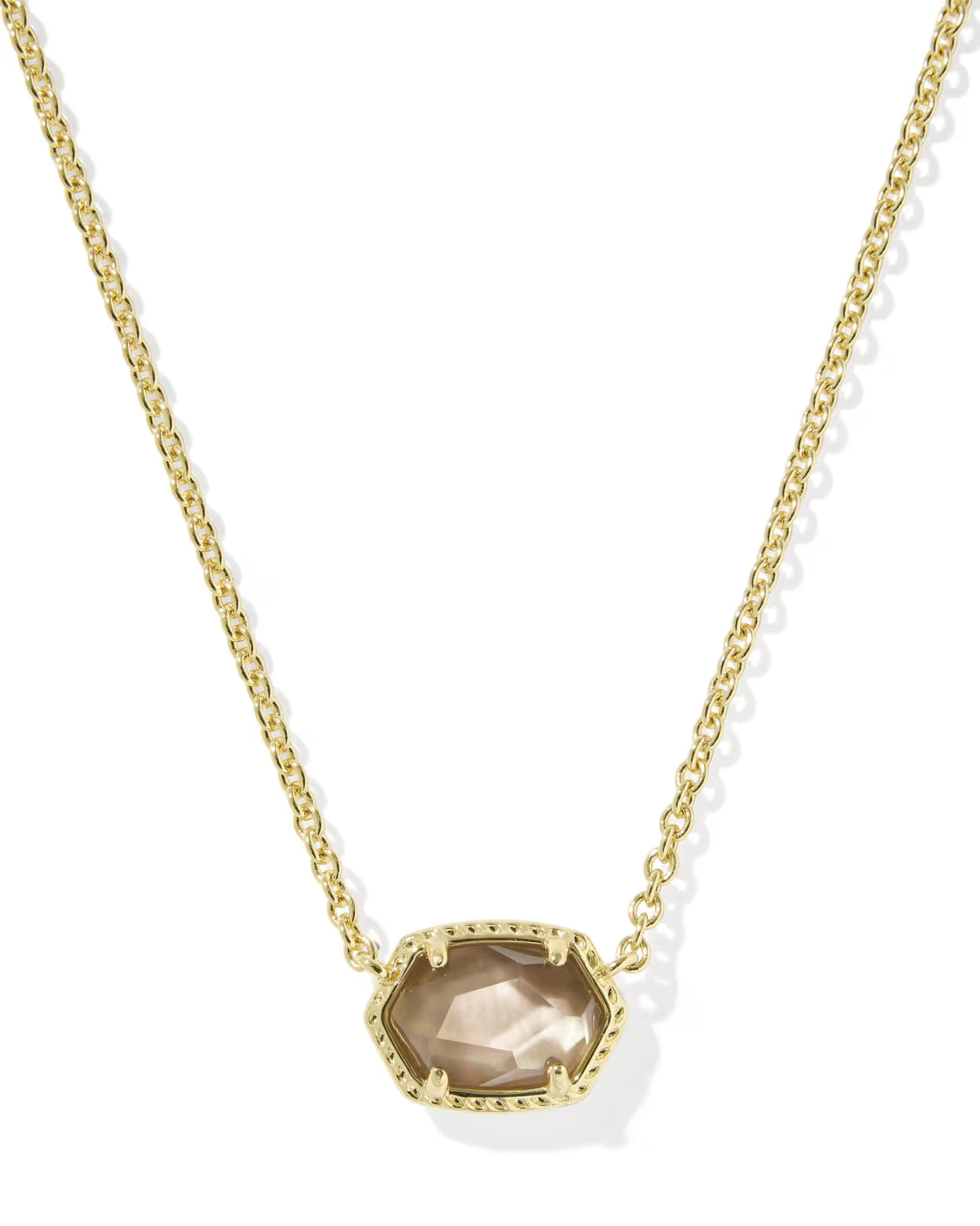 Kendra Scott Daphne GOLD TAUPE MOTHER OF PEARL Short Pendant Necklace
