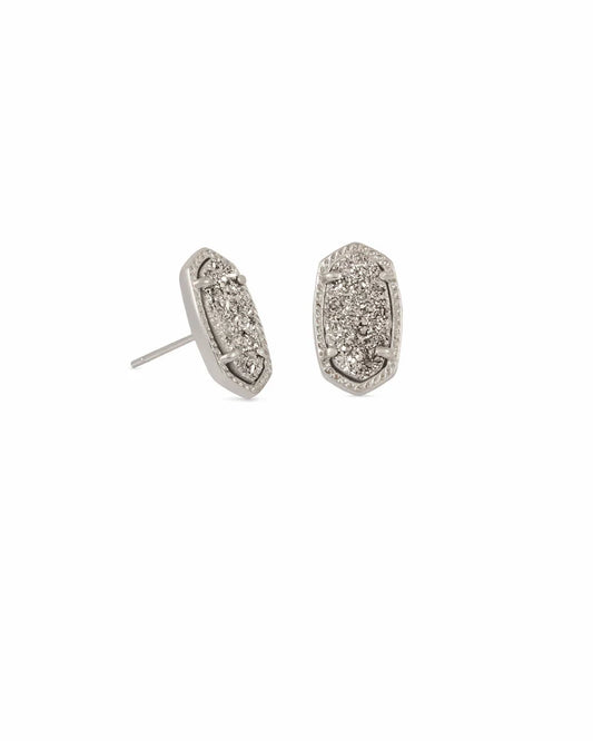 Kendra Scott Ellie Silver Stud Earrings in Platinum Drusy