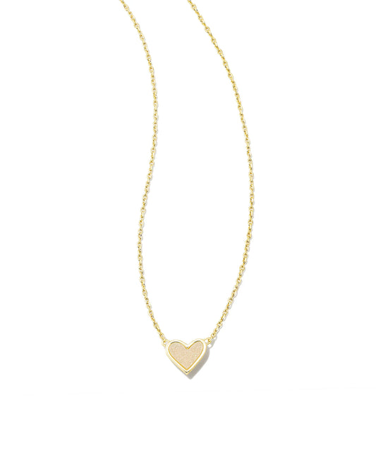 Framed Ari Heart Pendant Gold Necklace (Multiple Colors)
