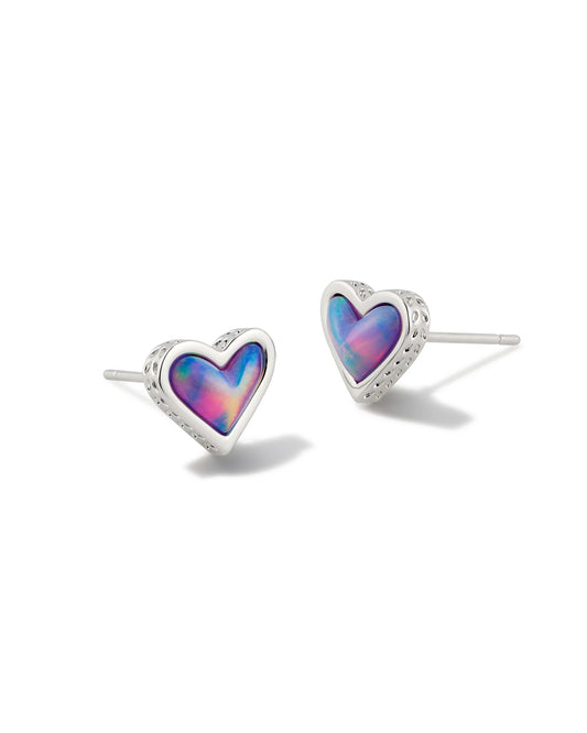 Framed Ari Heart Stud Earring (Multiple Colors)