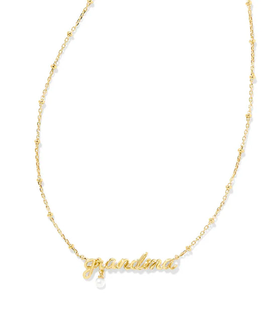 Grandma Script Pendant Necklace in Gold or Silver