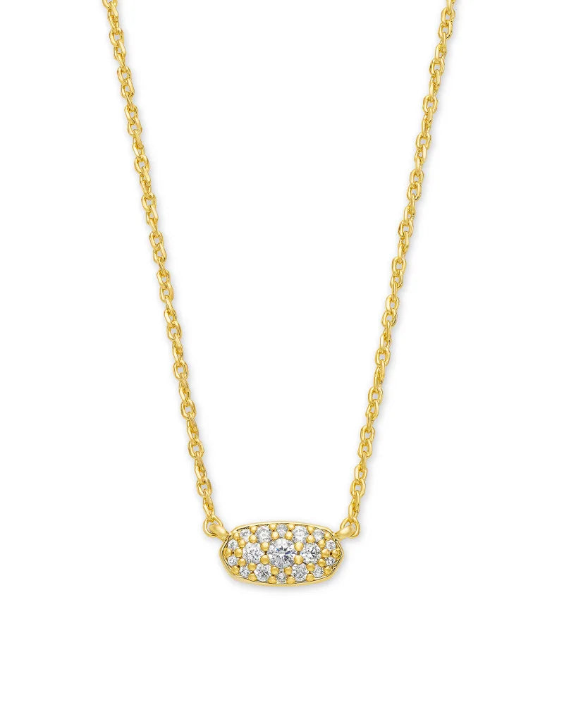 Kendra Scott Grayson Gold Pendant Necklace in White Crystal