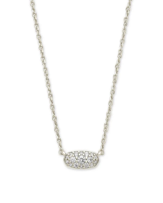 Kendra Scott Grayson Silver Pendant Necklace in White Crystal
