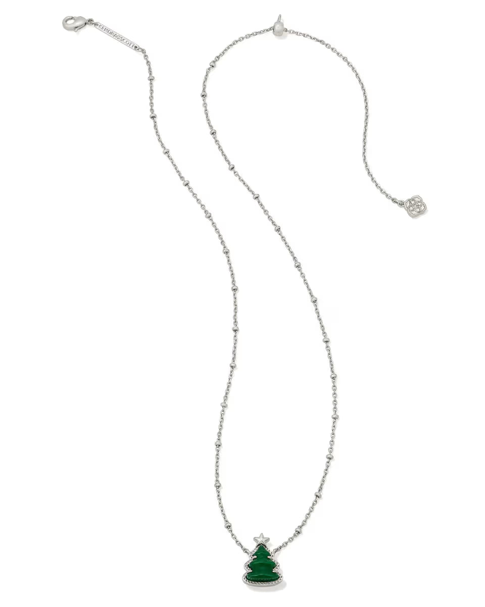 Kendra Scott Holiday Tree Silver Short Pendant Necklace