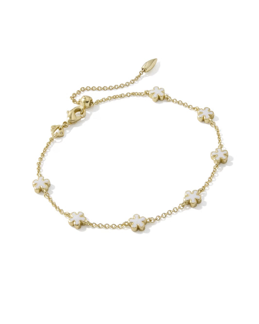 Kendra Scott JANE DELICATE CHAIN BRACELET GOLD WHITE ENAMEL