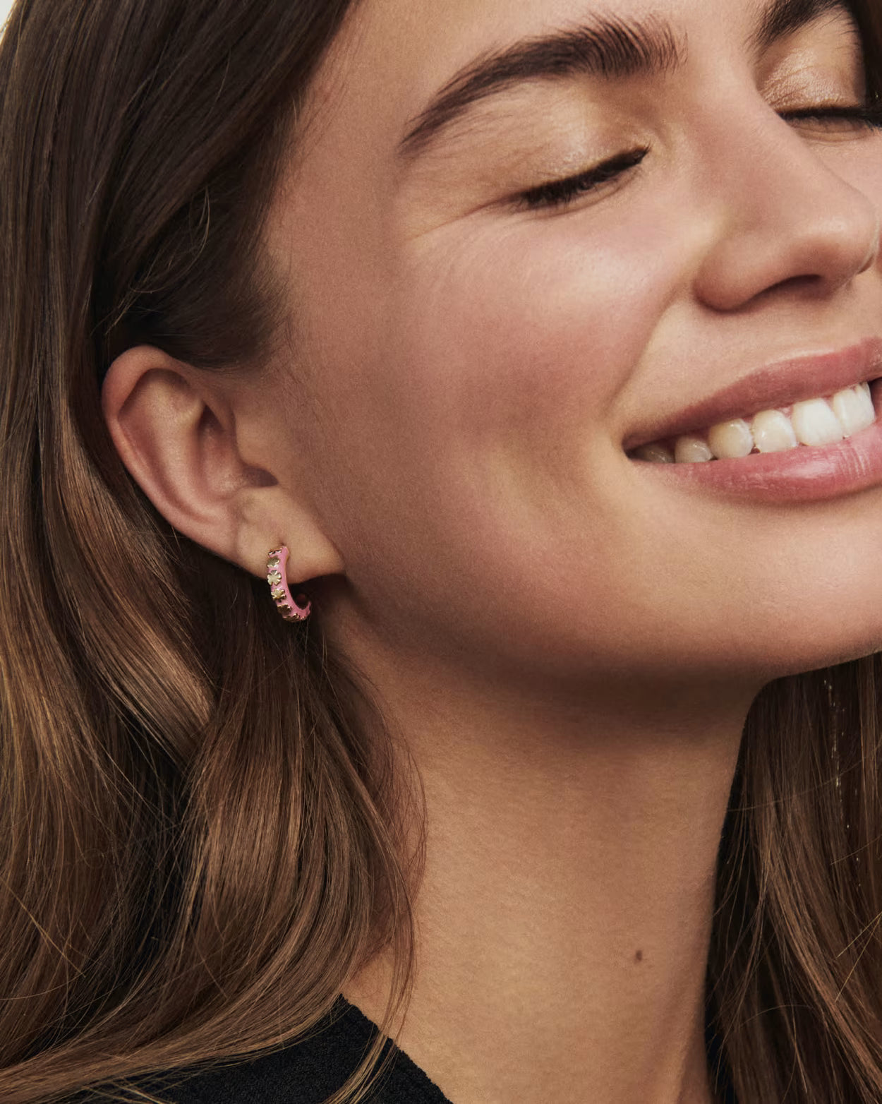 Kendra Scott Jane Gold Dark Pink Enamel Huggie Earrings