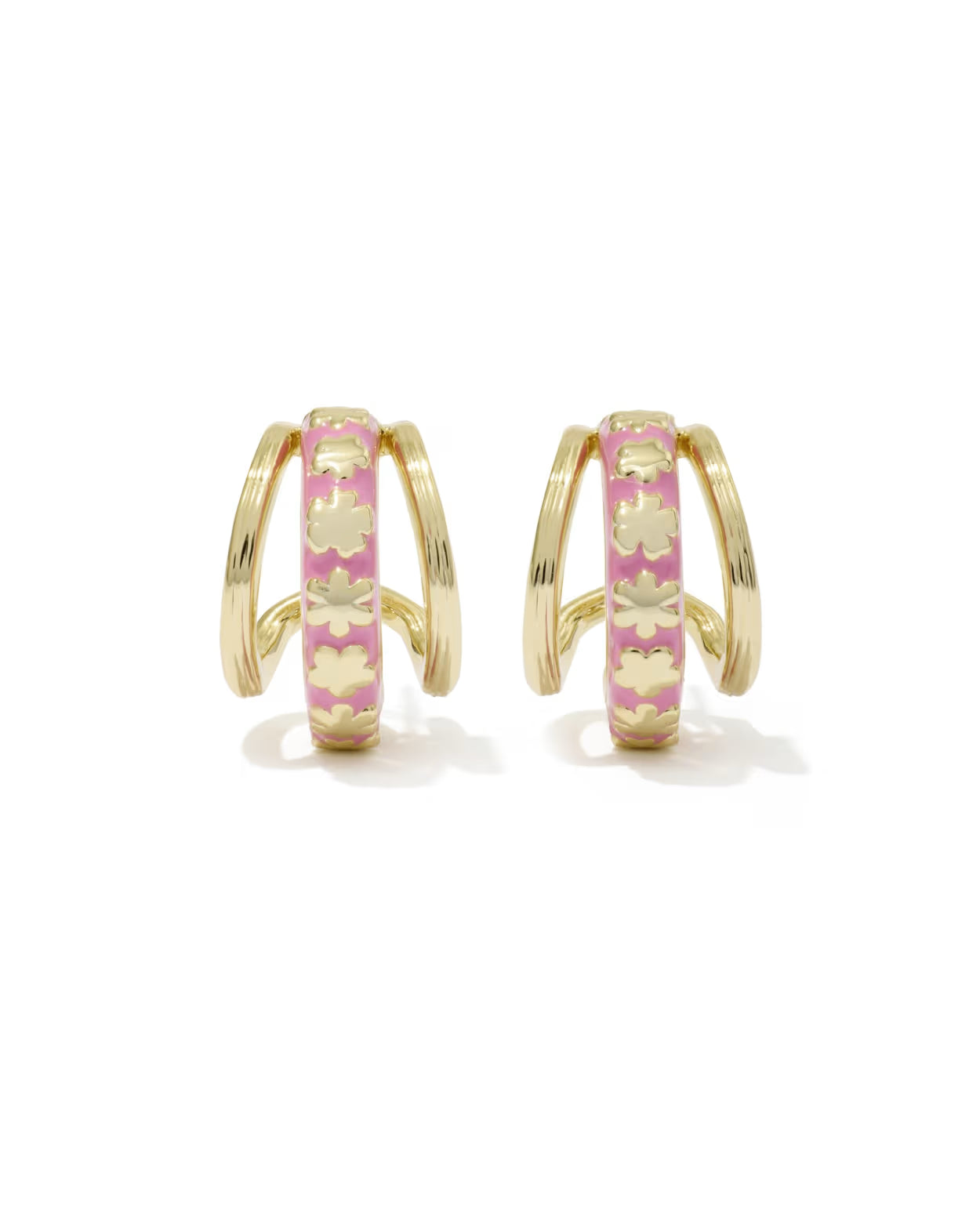 Kendra Scott Jane Gold Dark Pink Enamel Huggie Earrings