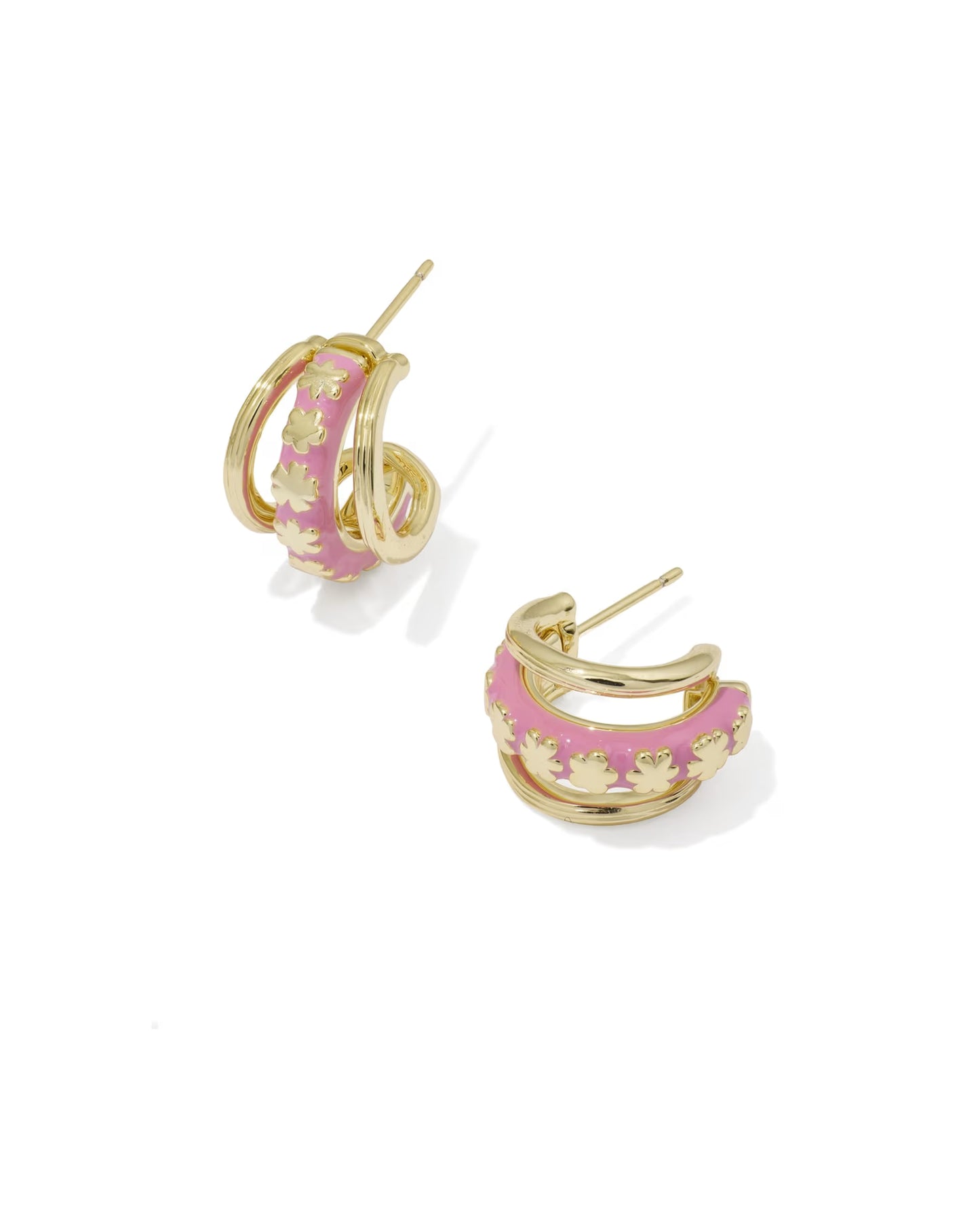 Kendra Scott Jane Gold Dark Pink Enamel Huggie Earrings