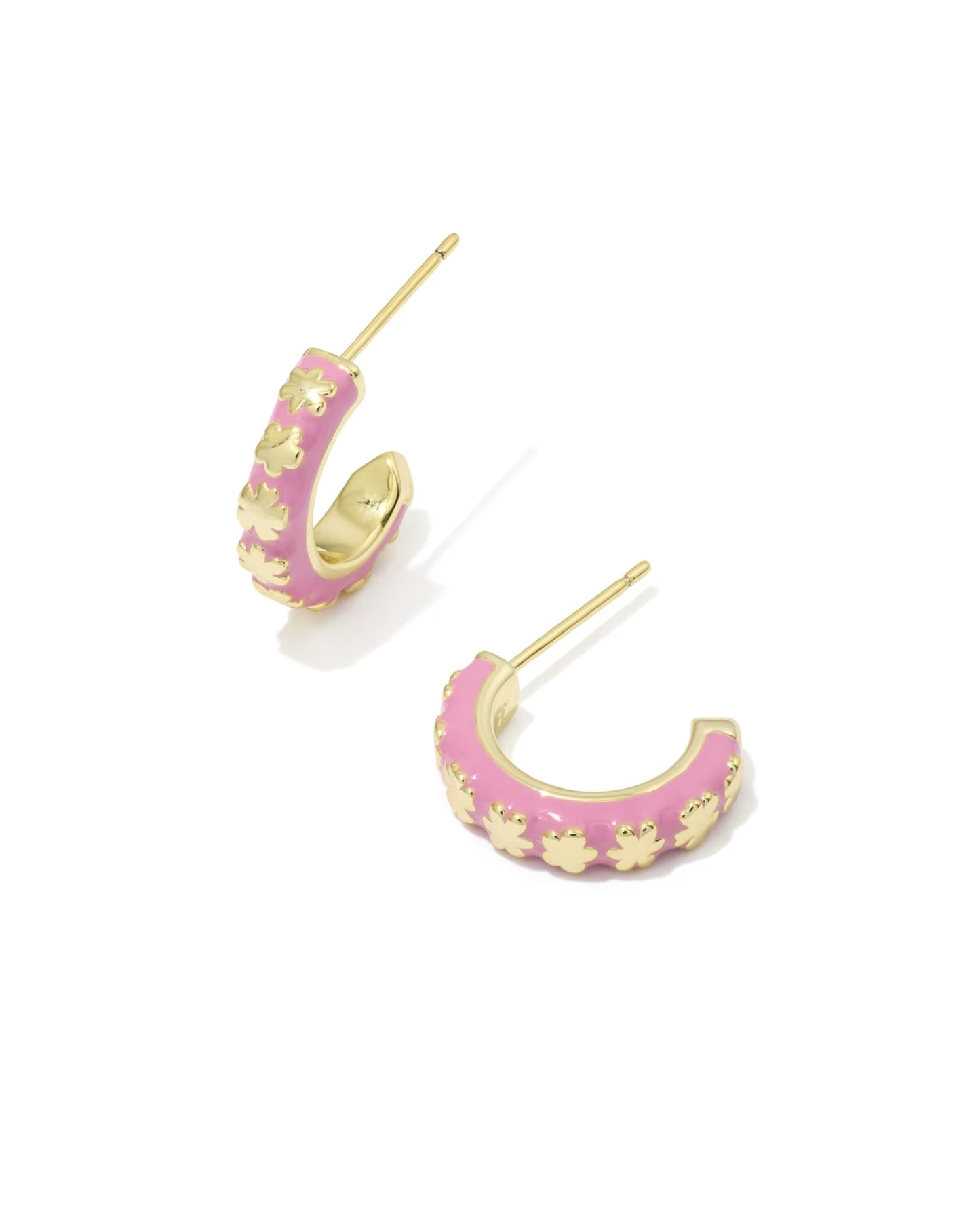 Kendra Scott Jane Gold Dark Pink Enamel Huggie Earrings