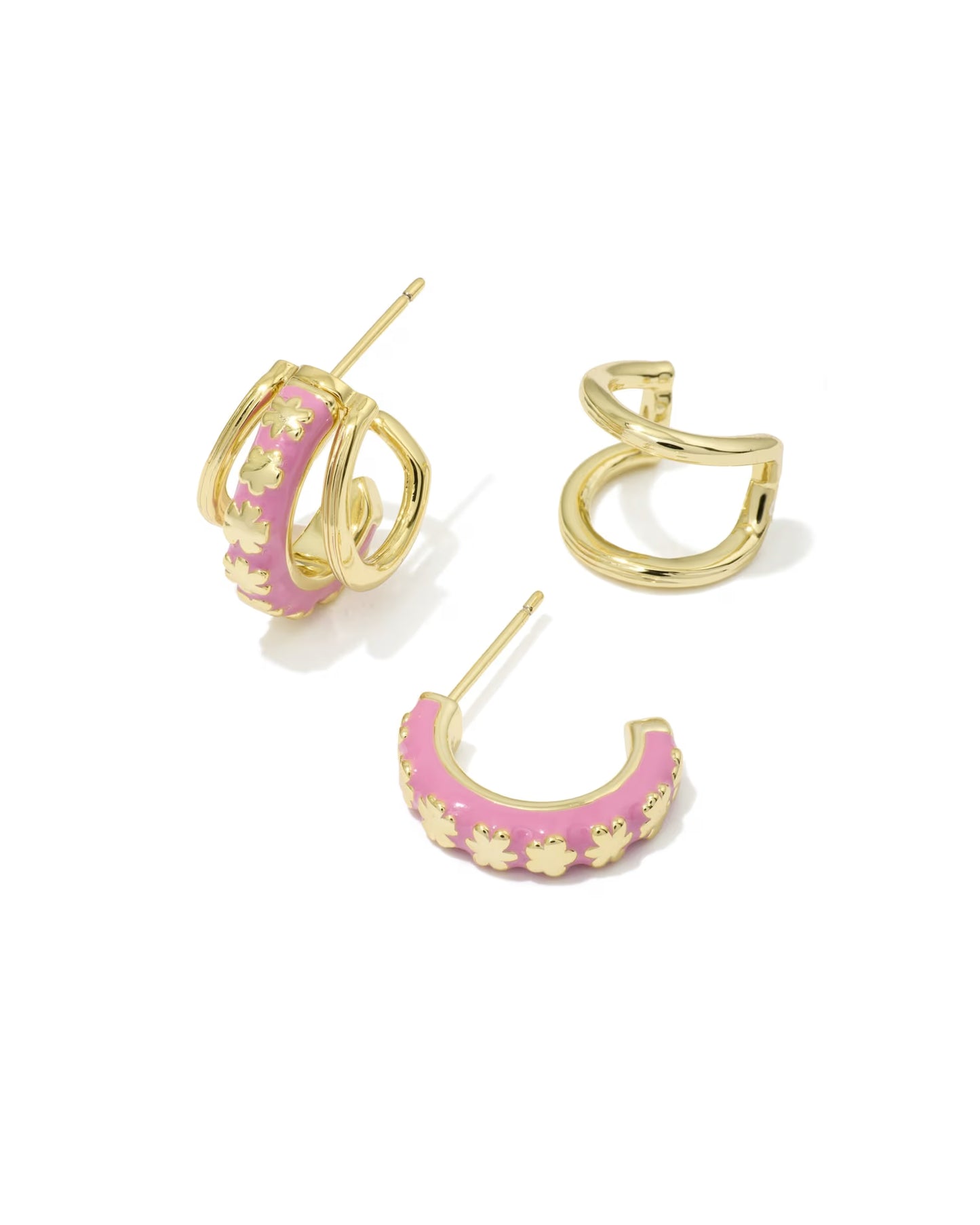 Kendra Scott Jane Gold Dark Pink Enamel Huggie Earrings