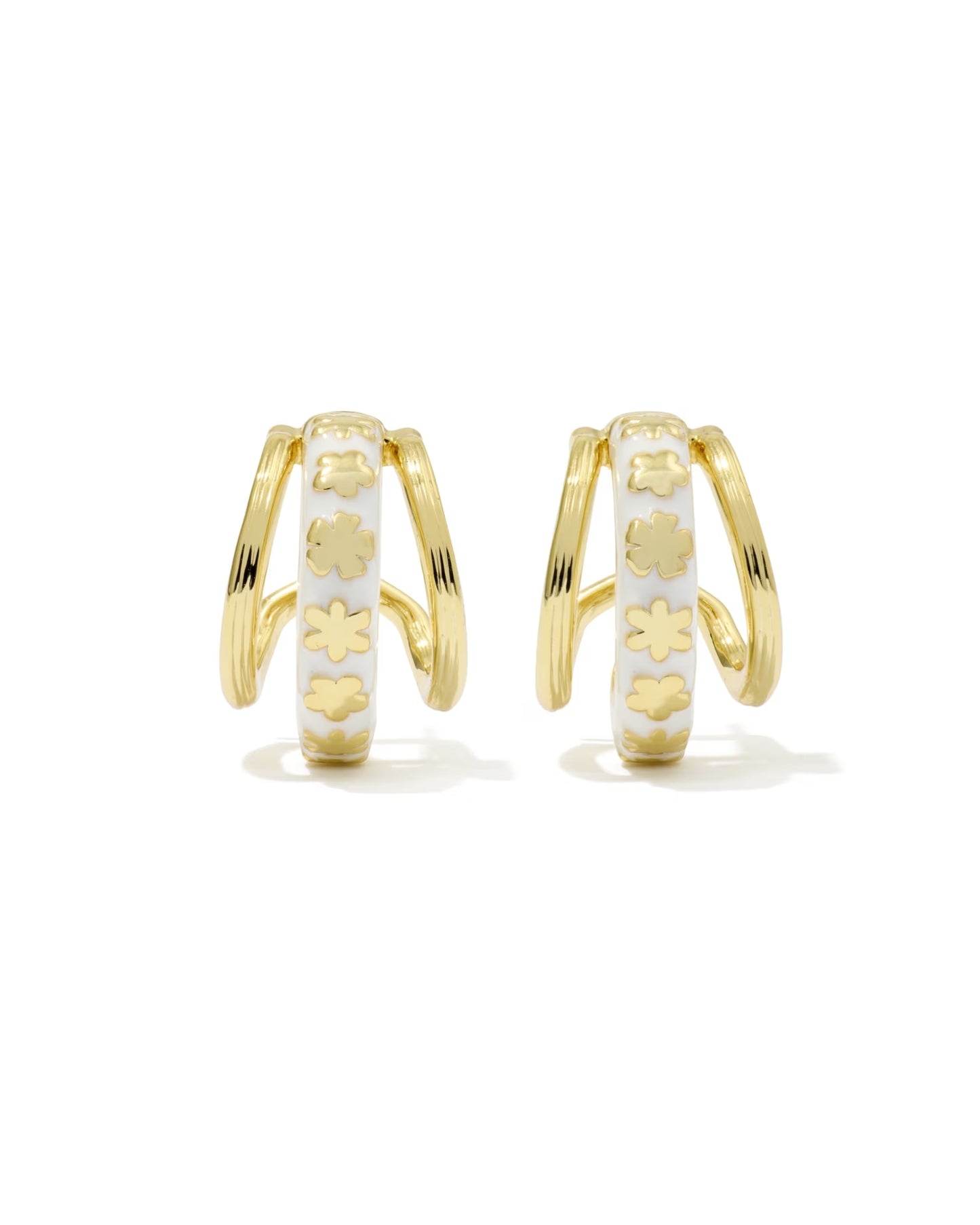 Kendra Scott Jane Gold White Enamel Huggie Earrings