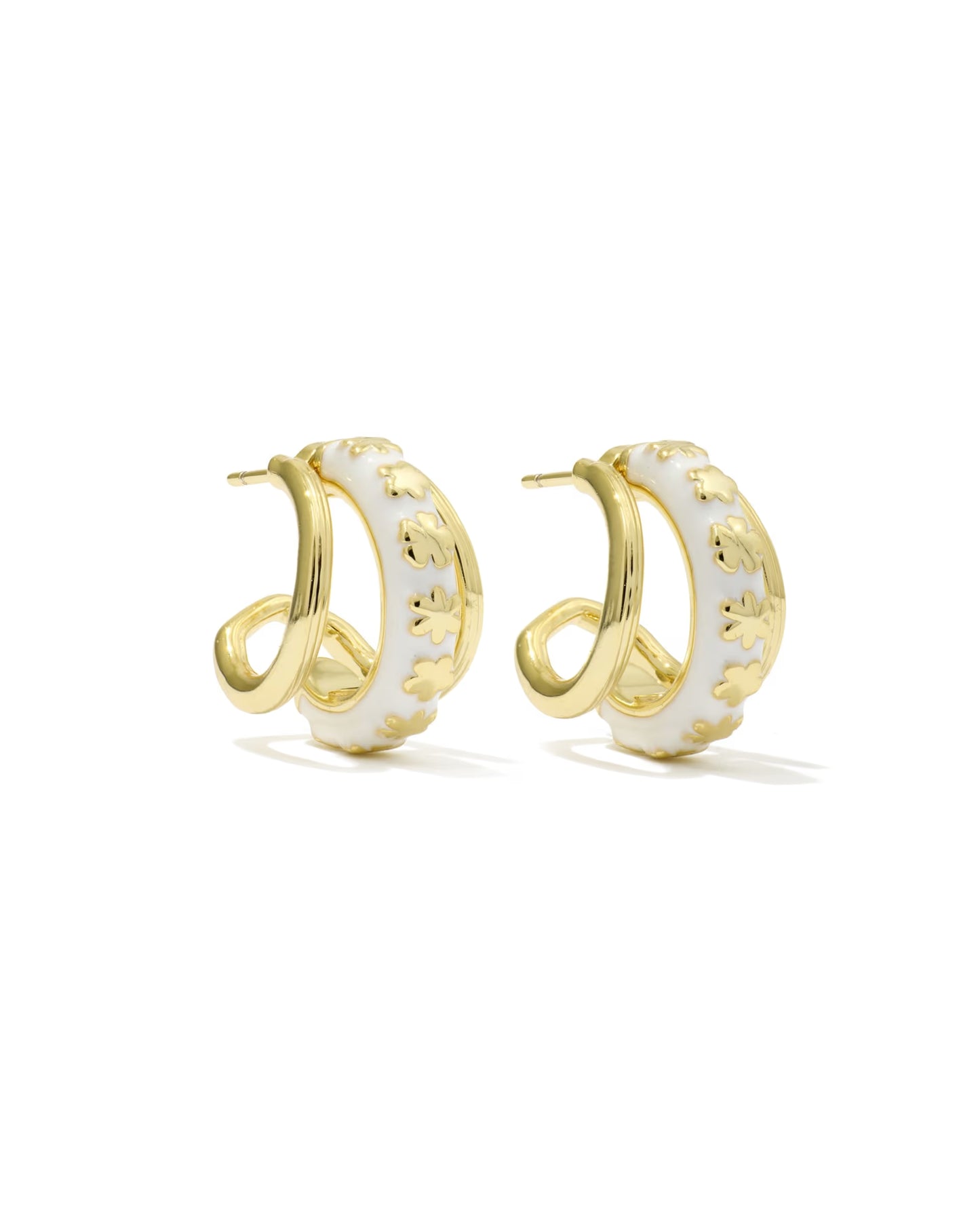 Kendra Scott Jane Gold White Enamel Huggie Earrings