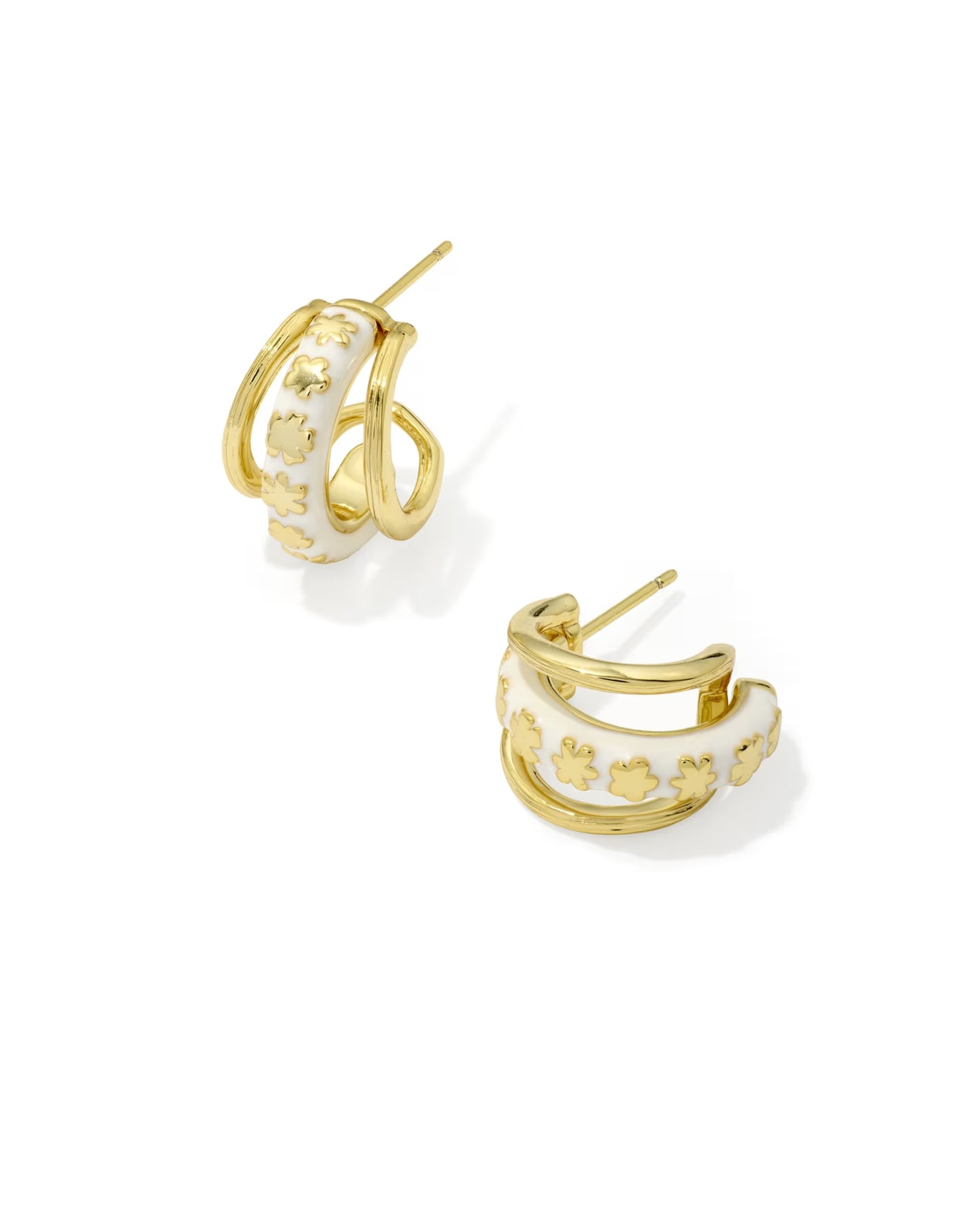 Kendra Scott Jane Gold White Enamel Huggie Earrings