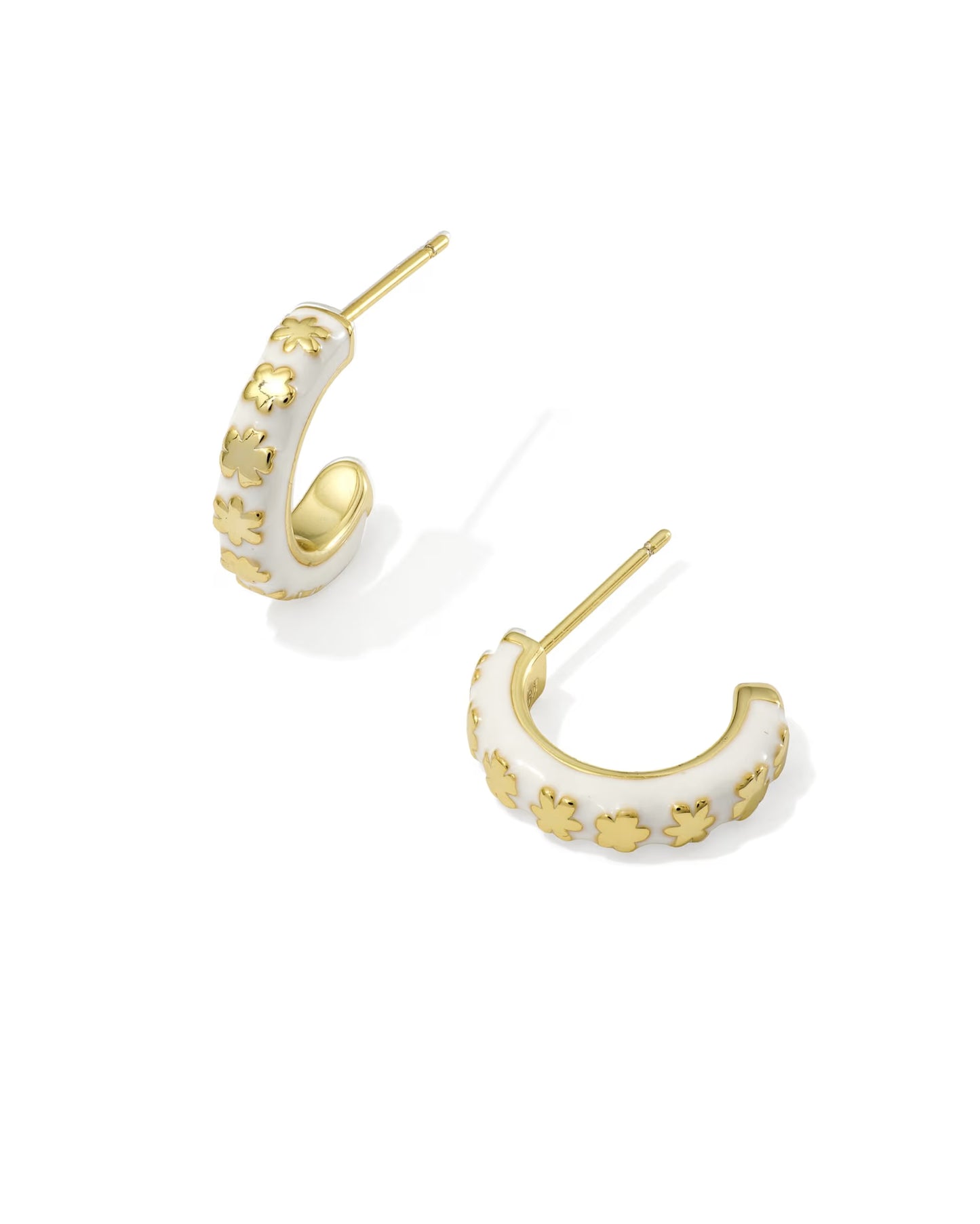 Kendra Scott Jane Gold White Enamel Huggie Earrings