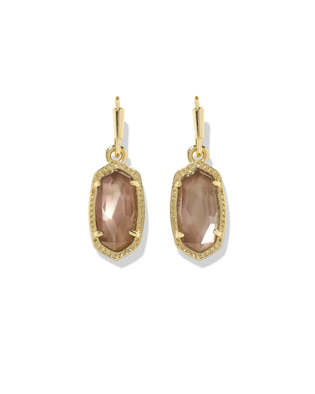Kendra Scott Lee Gold Drop Earrings - Taupe Mother-of-Pearl
