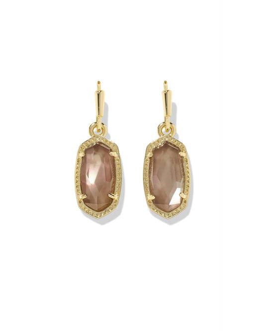 Kendra Scott Lee Gold Drop Earrings - Taupe Mother-of-Pearl