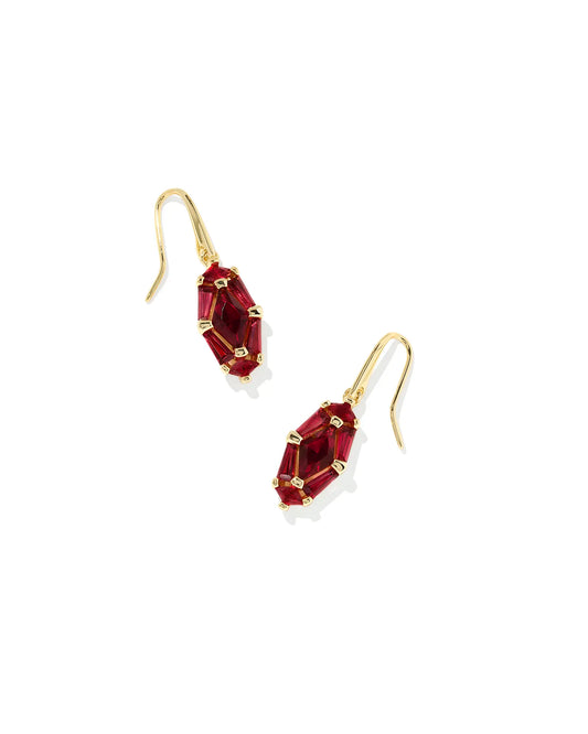 Kendra Scott Lindy Rae Lee Gold Drop Earrings in Red Crystal