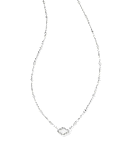 Kendra Scott Mini Abbie Silver Satellite Short Pendant Necklace in Ivory Mother of Pearl