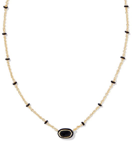 Mini Elisa Gold Enamel Frame Short Pendant Necklace