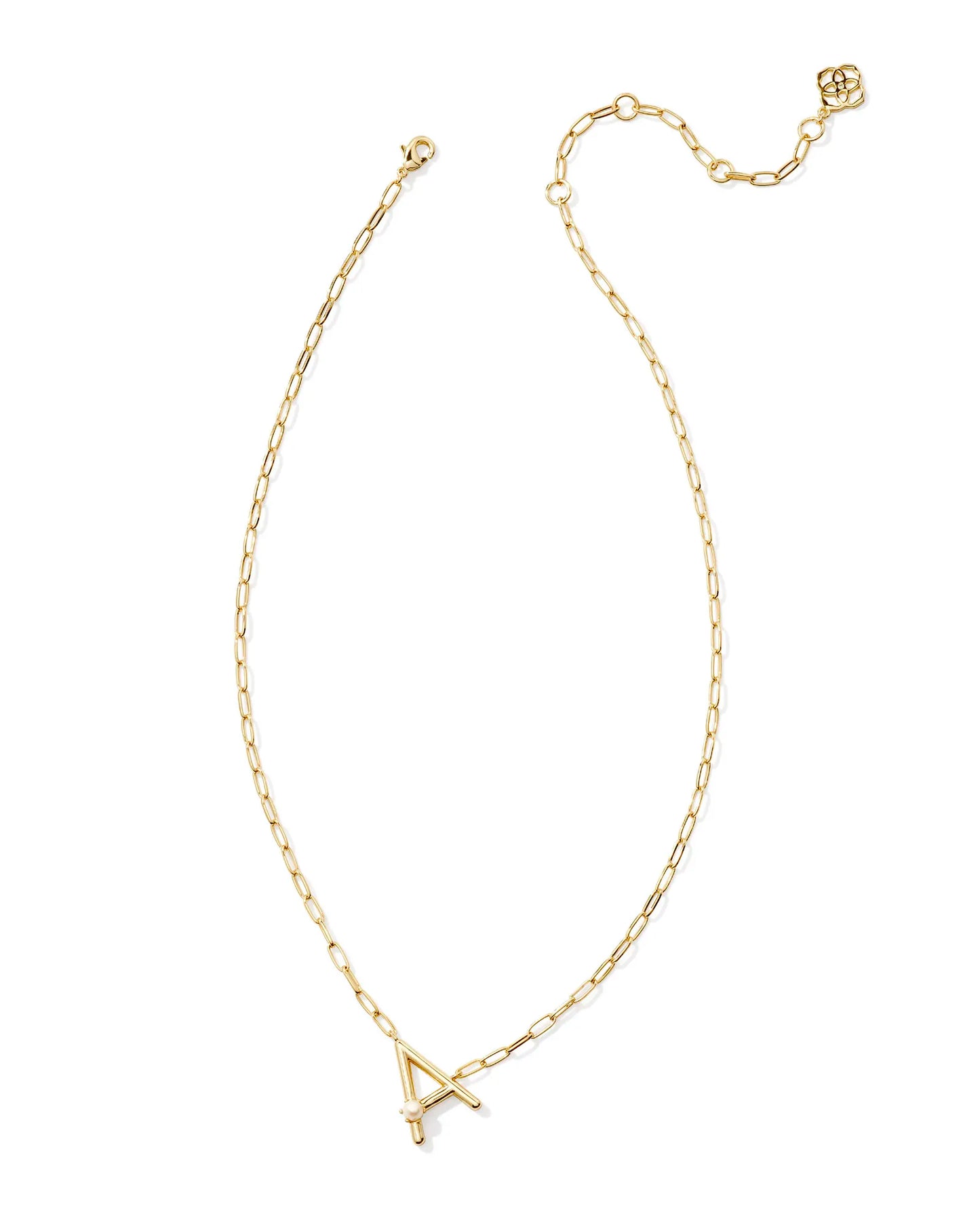 Kendra Scott Pearl Gold Letter Short Pendant Necklace in White Pearl