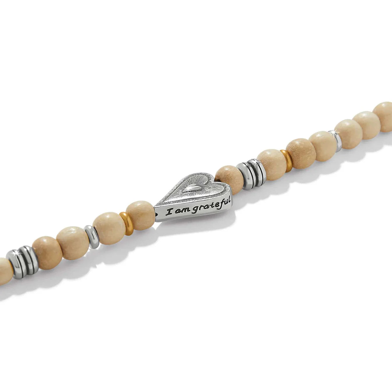 Brighton Love Messages I Am Grateful Wood Long Necklace