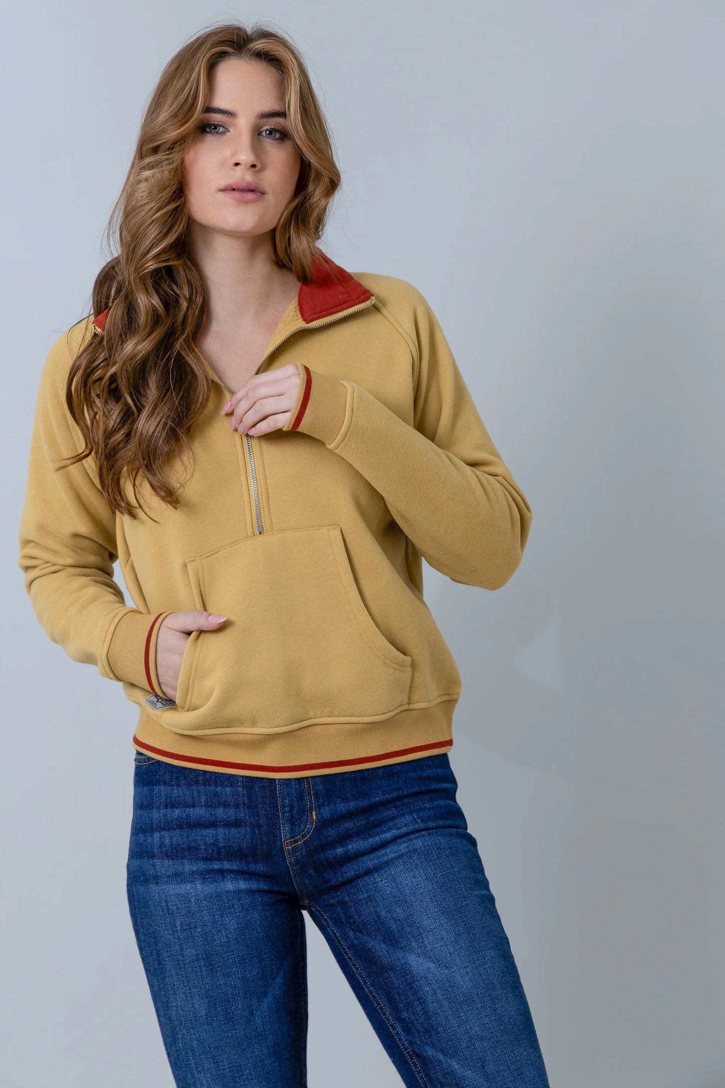 Kimes Ranch MALTA CROPPED QUARTER ZIP SWEATSHIRT