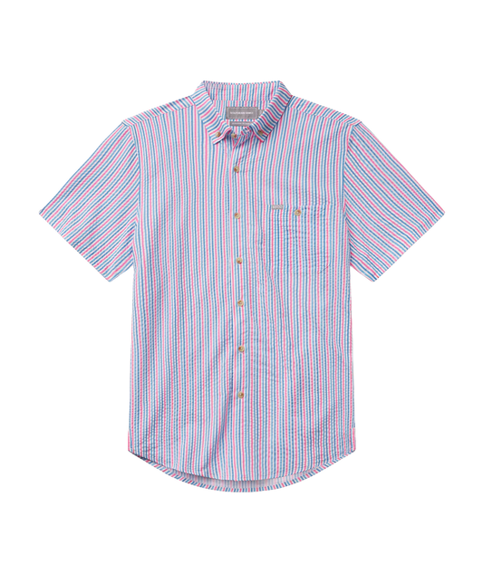 SSCO Clubhouse Seersucker Baja Shirt Berry Tide