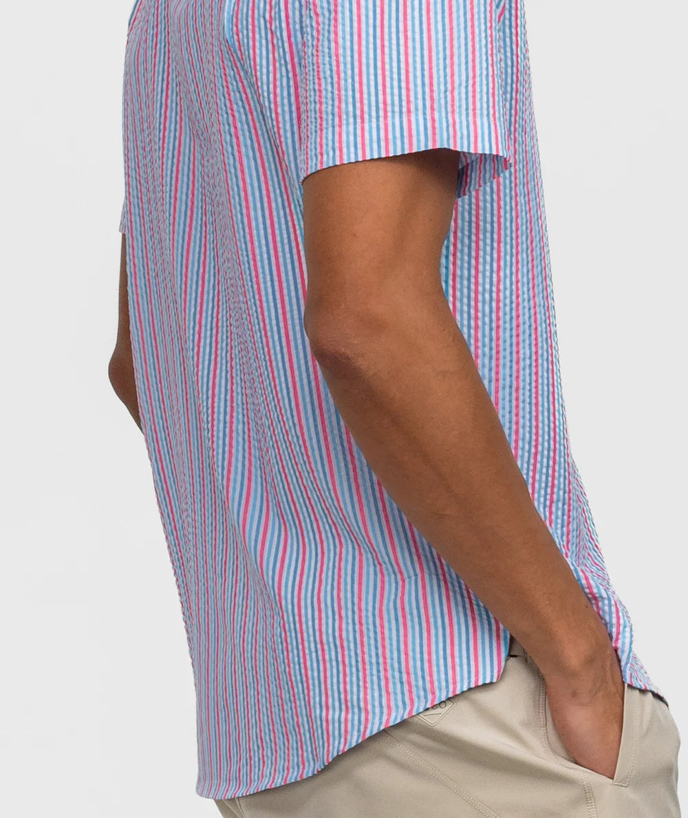 SSCO Clubhouse Seersucker Baja Shirt Berry Tide