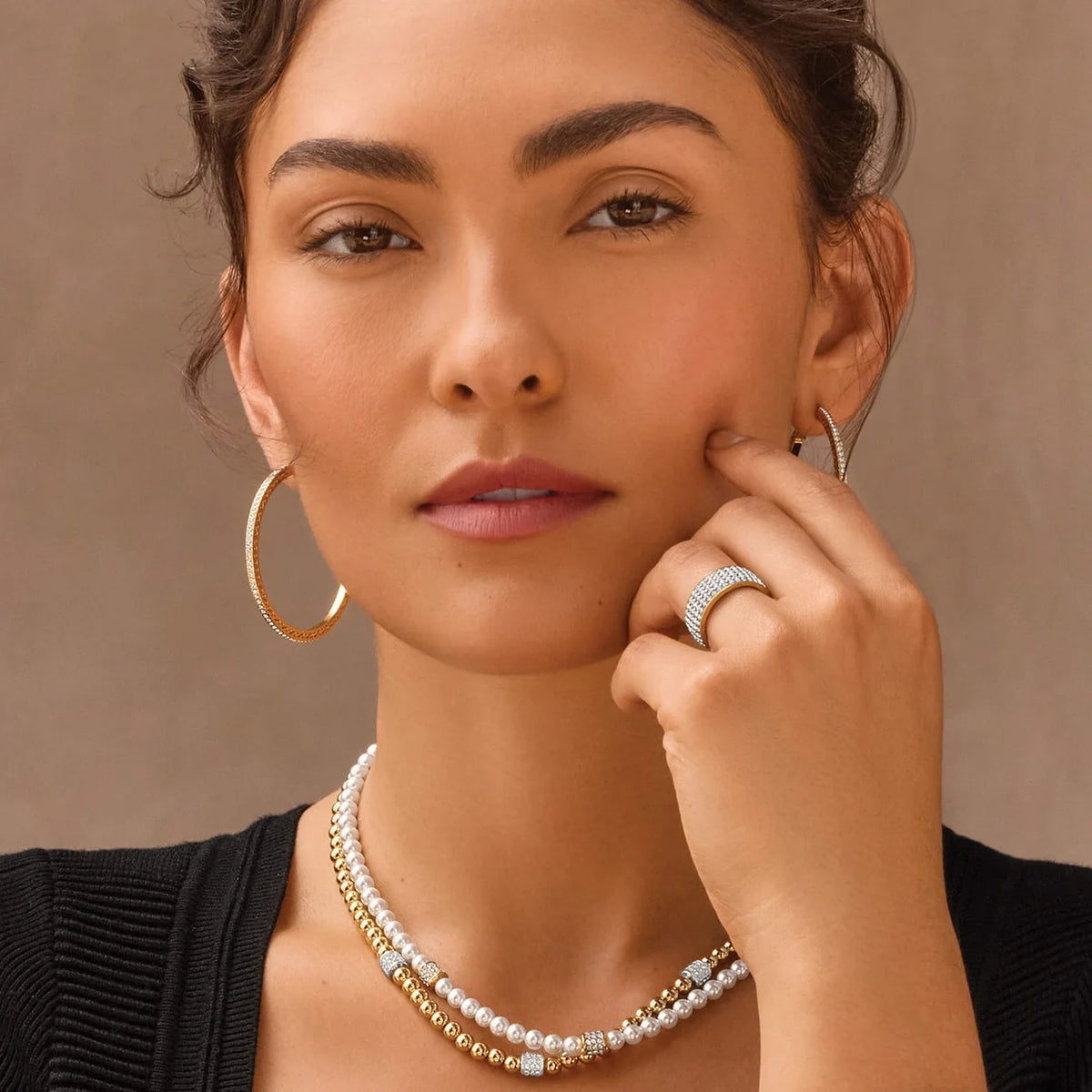 Brighton Meridian Petite Pearl Station Gold  Necklace