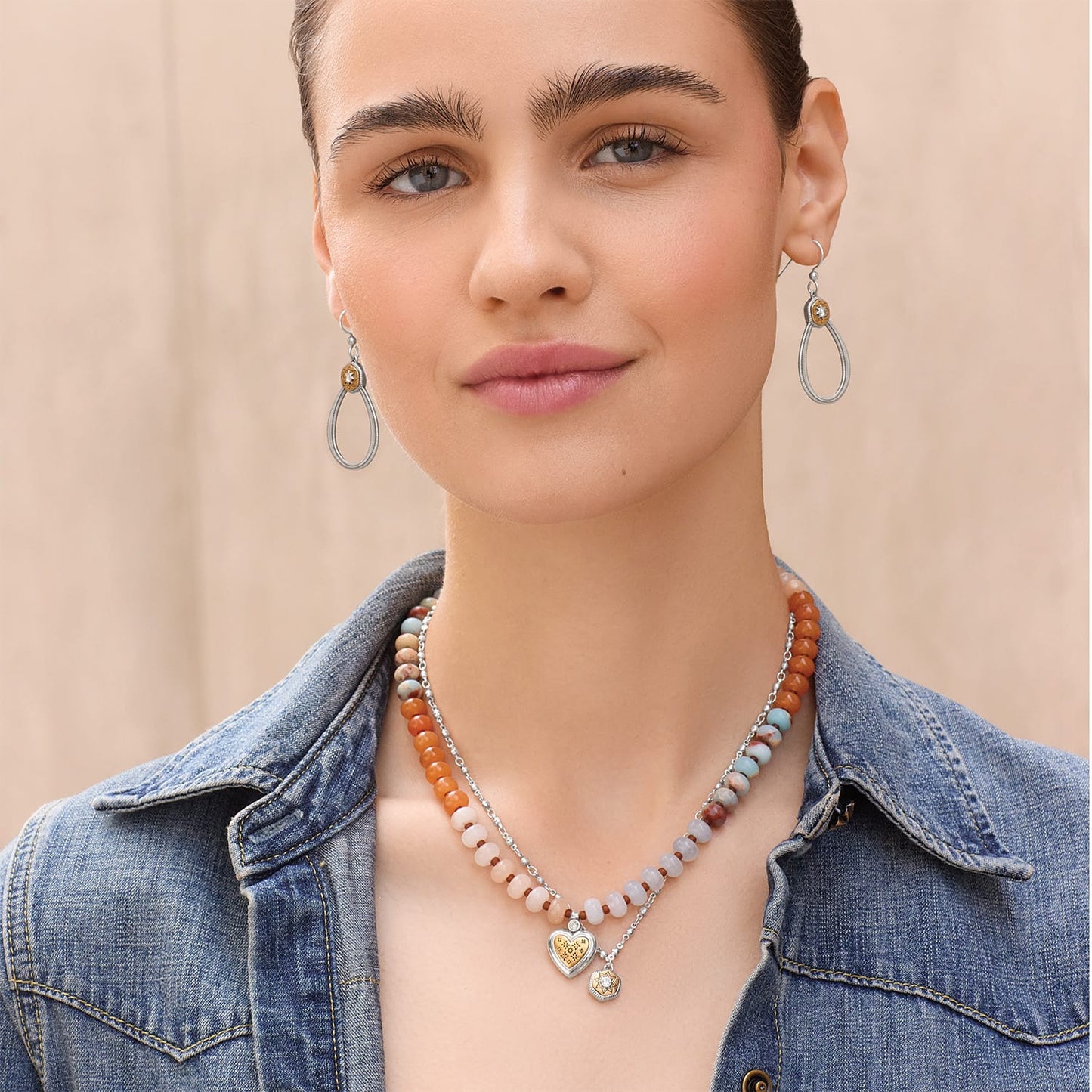 Brighton Mosaic Two Tone Heart Beaded Necklace