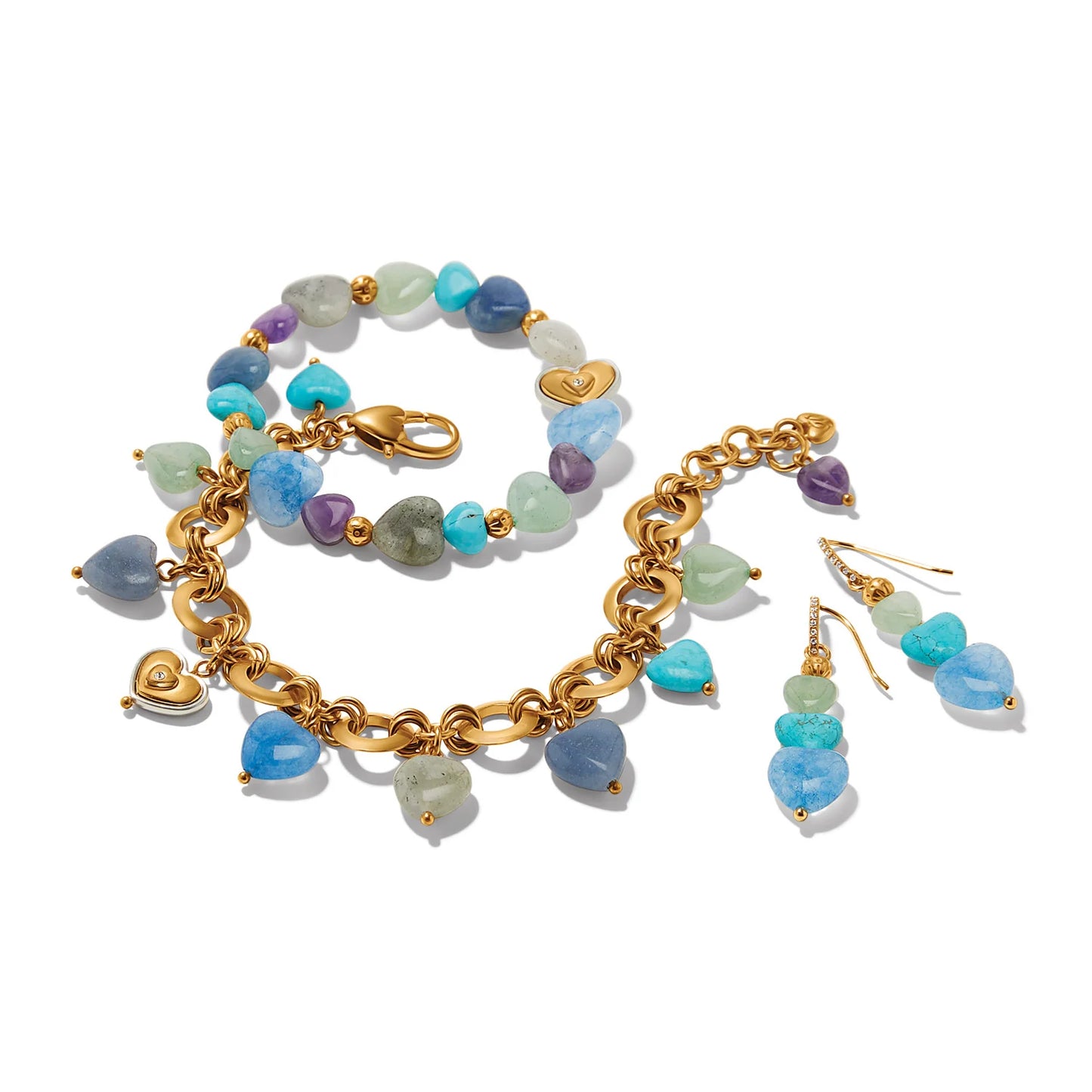 Brighton One Heart Multi Heart Bead Stretch Bracelet