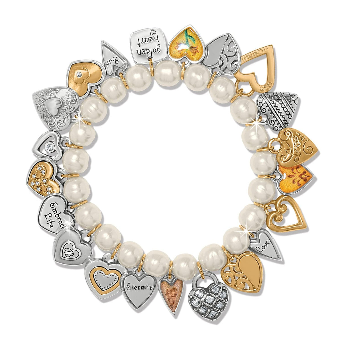 Brighton One Heart Pearl Stretch Bracelet