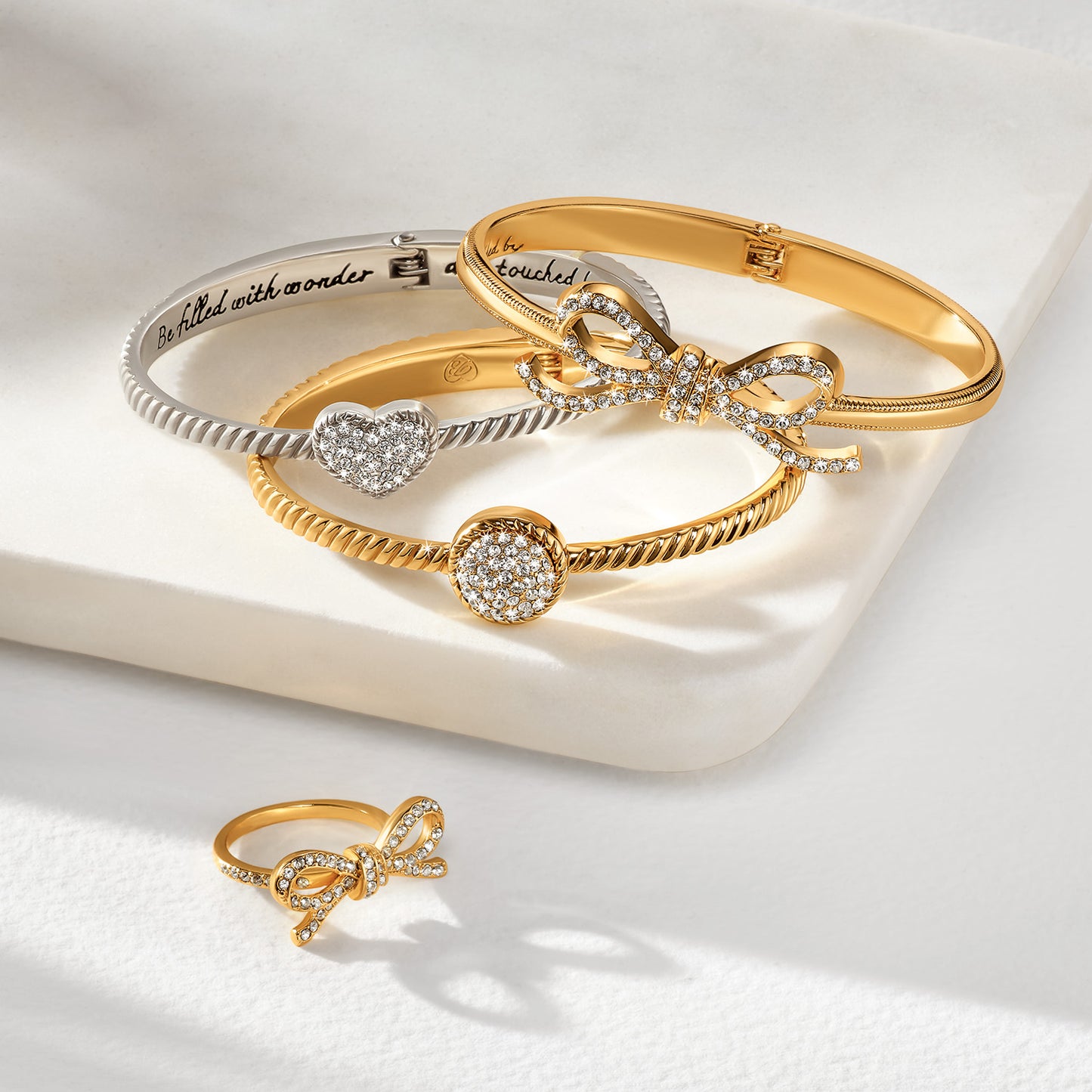 Brighton Illumina Gold Bow Hinged Bangle